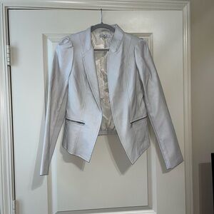 Elegant White Faux Leather Women's Blazer